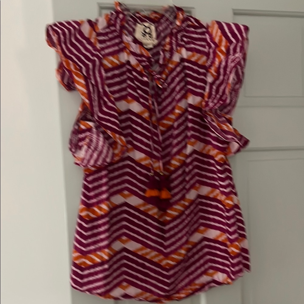 Purple and Orange Chevron Blouse